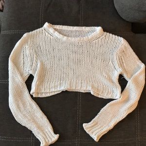 Brandy Melville cropped white skit sweater